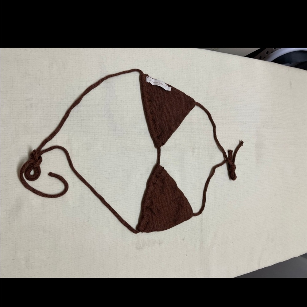Savannah Morrow the label L brown Knit triangle crop top - Picture 6 of 11